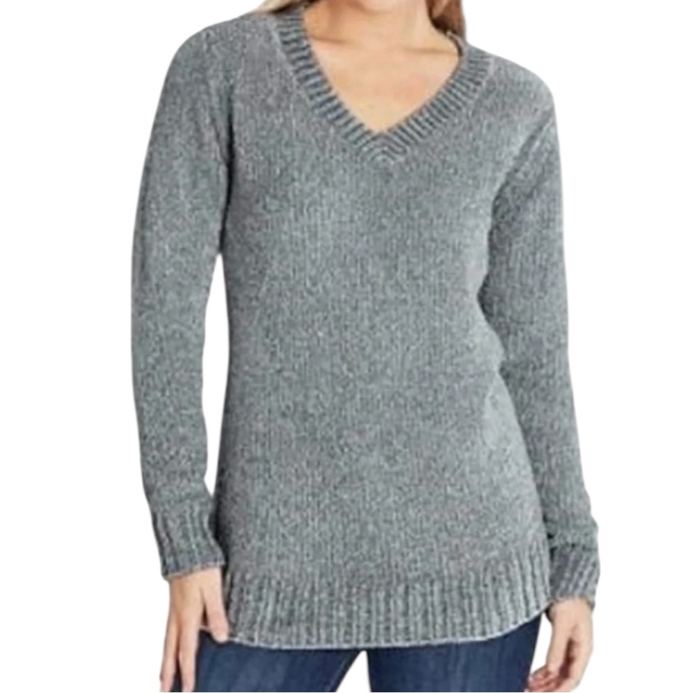 ORVIS Chenille V-Neck Sweater in Gray Size Medium -- SUPER COMFORTABLE!!!